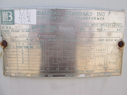 2000 KVA Balteau Pad Mount Oil Transformer