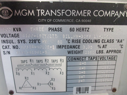 100 KVA MGM Transformer General Purpose Transformer