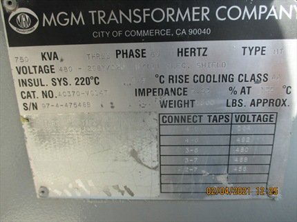 750 KVA MGM Transformer Substation Dry Transformer