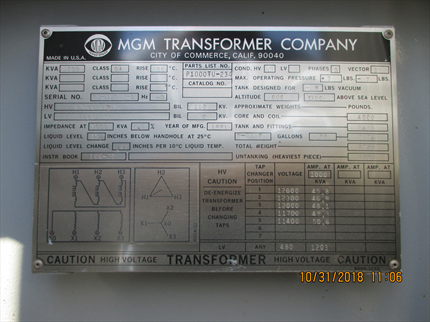 1000 KVA MGM Transformer Substation Oil Transformer